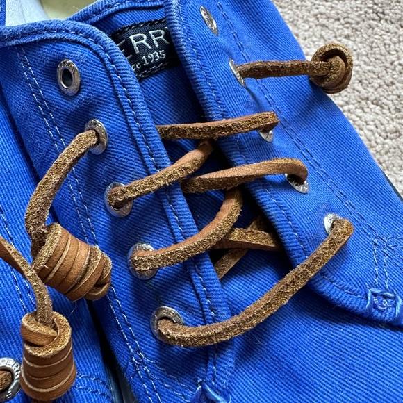 SPERRY Top-Sider Marine Blue Shoes MISMATCHED SIZES 8 & 8.5 Leather Laces Curled - Picture 11 of 12